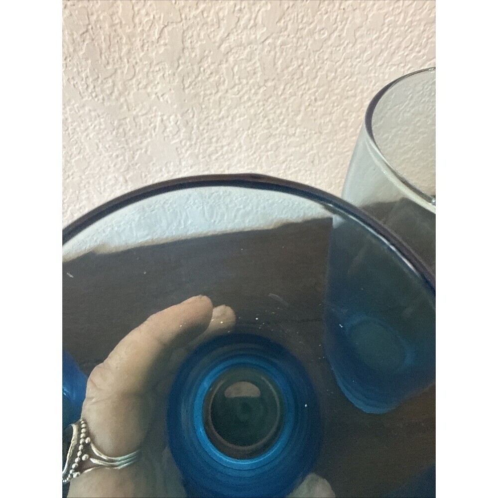 Turquoise Blue Flat Glass Tumblers 3 Tapered Capri Aqua Smooth 6.5 " Tall - Picture 7 of 8